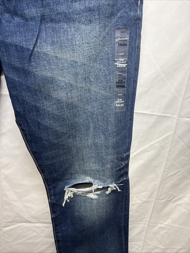 Aero Aeropostale Slim Straight Mens Jeans 34x34 Blue Distressed - Picture 6 of 13