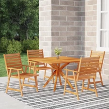 Garden Dining Set Natural wood Solid Acacia wood Medium vidaXL