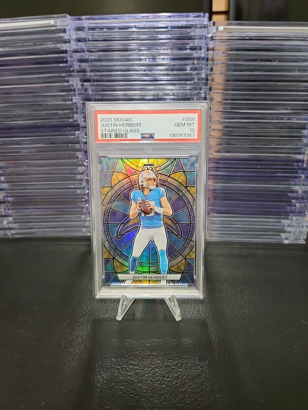 JUSTIN HERBERT 2023 PANINI MOSAIC STAINED GLASS PSA GEM MINT 10!!!