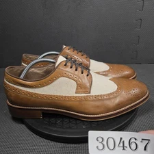Johnston & Murphy Shoes Mens Size 11M Brown White Leather Oxford Wingtip Brogue