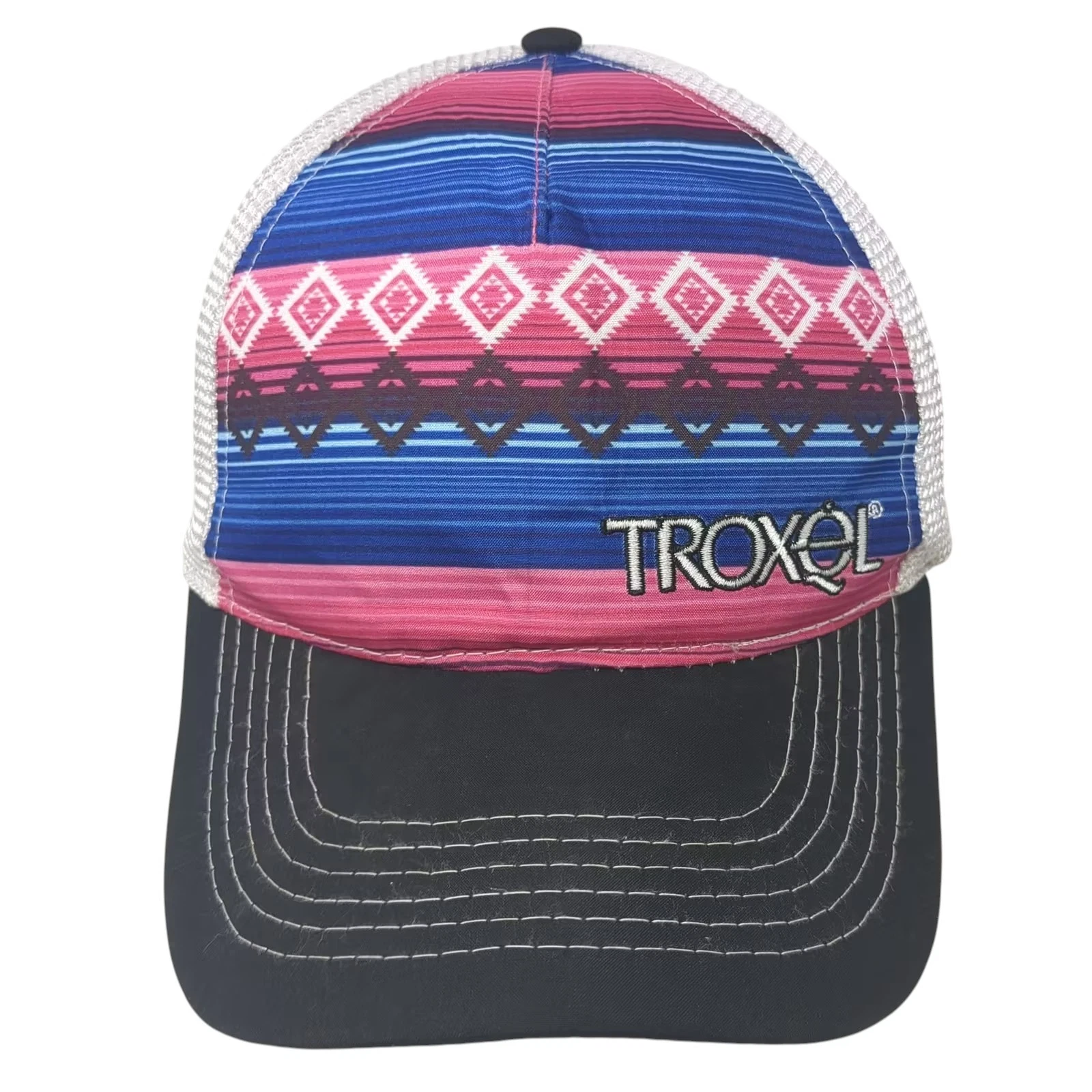 Troxel Trucker Hat Blue Pink One Size Snapback Mesh Back Southwestern Pattern