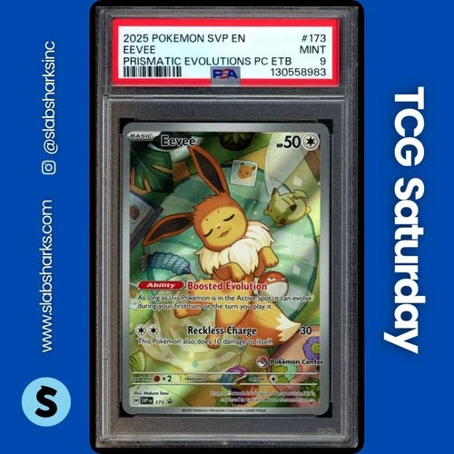 2025 POKEMON SVP BLACK STAR PROMO #173 EEVEE PRISMATIC POKEMON CENTER ETB PSA 9