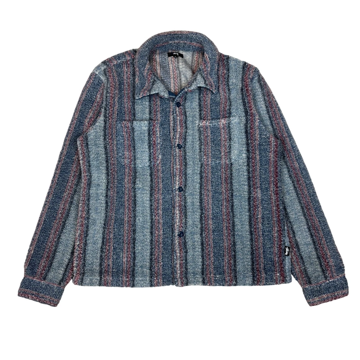 Stussy Long Sleeve Striped Casual Button-Down Shirts for Men for