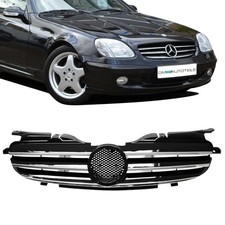 Kühlergrill hochglanz Schwarz + Chromleiste passend für Mercedes SLK R170 96-04 Kühlergrill hochglanz Schwarz + Chromleiste passend für Mercedes SLK R170 96-04