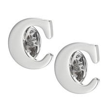 Letter Lapel Pins, 2 Pcs Initial Alphabet Collar Pins, Silver Tone, Letter C