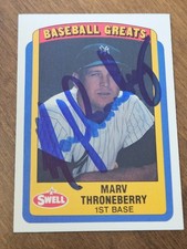 1990 Swell MARV THRONEBERRY Yankees In-Person Signed Autographed AUTO