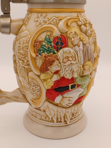 Vintage 1994 Avon Father Christmas Lidded Beer Stein 53132 - Picture 4 of 16