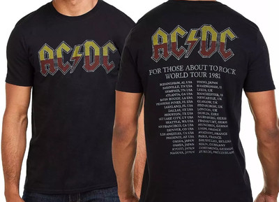 AcDC Mens T-shirt For Those About To Rock 1982 Tour Black