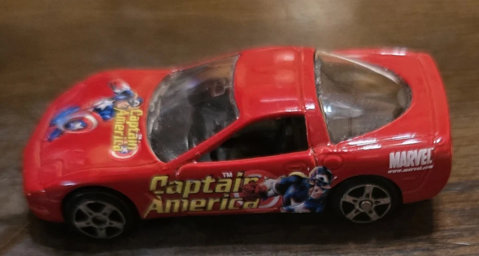 3" 2002 Maisto Marvel #9 Red Captain America 1:64 Loose Chevrolet Corvette Car - Image 3 of 4
