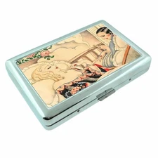 Art Deco Smoking Women Metal Silver Cigarette Case Classic