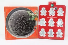 Lot of 2 Christmas Duralex Noel Platter and Wilton Mini Gingerbread Pan NEW*