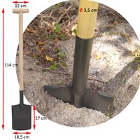 Gartenspaten Bauspaten Stahl Trittkante Holz Stiel T-Griff Garten Spaten 114 Cm