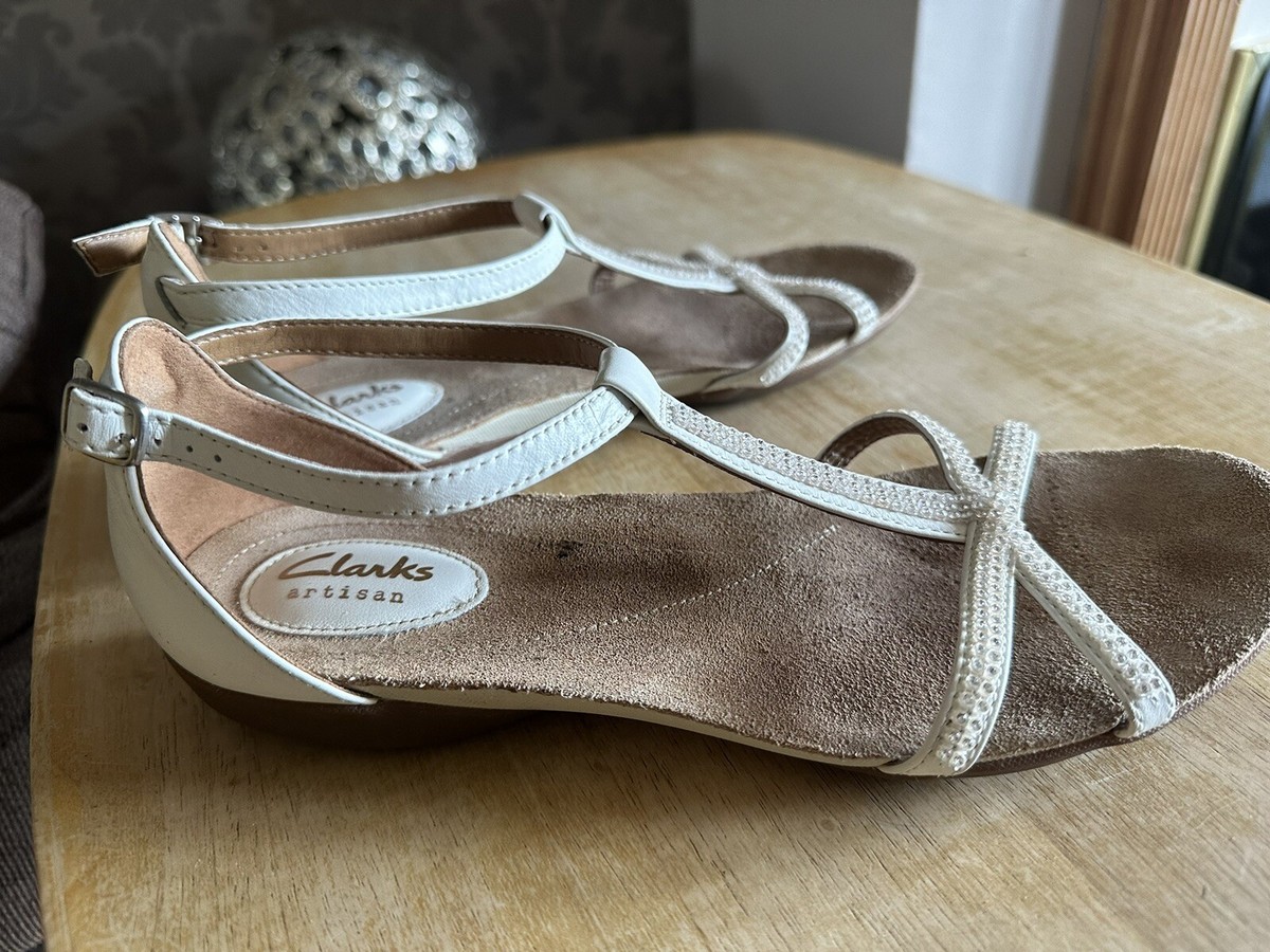 flat sandals clarks raffi star sandals CLARKS RAFFI STAR WHITE LEATHER FLAT COMFORT Flat SANDALS Uk SIZE