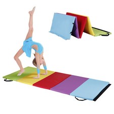 5 Colors Folding Exercise Mat Yoga Gym Gymnastics Workout Mat with 2 Handles