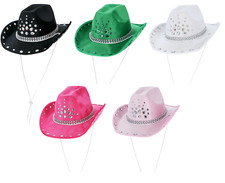 Rhinestone Cowboy Hat Adults Wild West Fancy Dress Coloured Cowgirl Hat