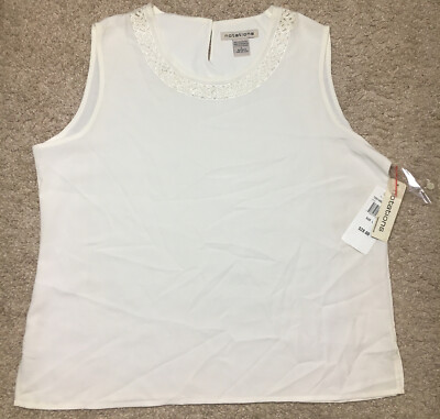 Notations Tank Top Ivory Keyhole Split Hem Sz L Layering Summer Spring NWT