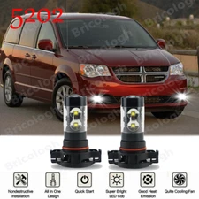 100W Fog Lights for DODGE Grand Caravan 2010-2019 6000K White LED Bulbs