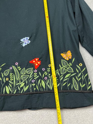Quacker Factory Embroidered Floral Blazer Womens Size L Art to Wear Gannycore - Picture 8 of 10