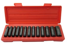 13 pc 3/8" Dr. 12 POINT Metric Deep Impact Socket Chrome Vanadium CRV Set 