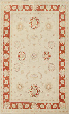 Traditional Chobi Peshawar Pakistani Rug Hand-Knotted Beige/ Orange 7x10 ft