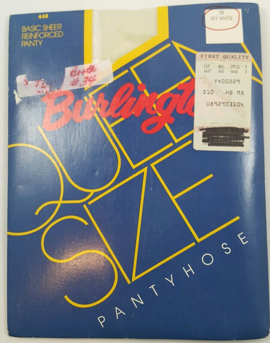 Burlington Basic Sheer Reinforced Panty - Off White - Queen Size 3X - VTG USA