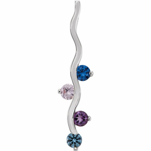 Vertical Slide Pendant Family Jewelry Sterling Silver 1-5 Round Birthstones - Picture 14 of 17
