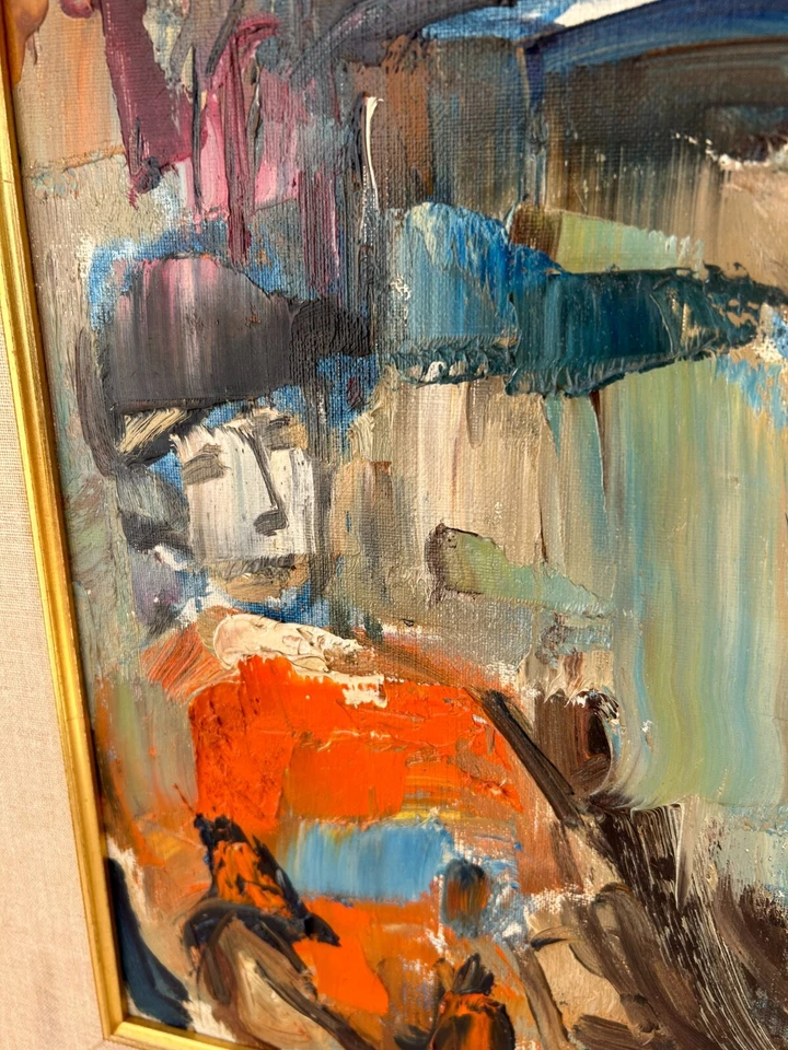 Pintura de caballos Gerald Ellis Mid Century Francia carreras jinete ecuestre "Avant" Foto 4 de 4