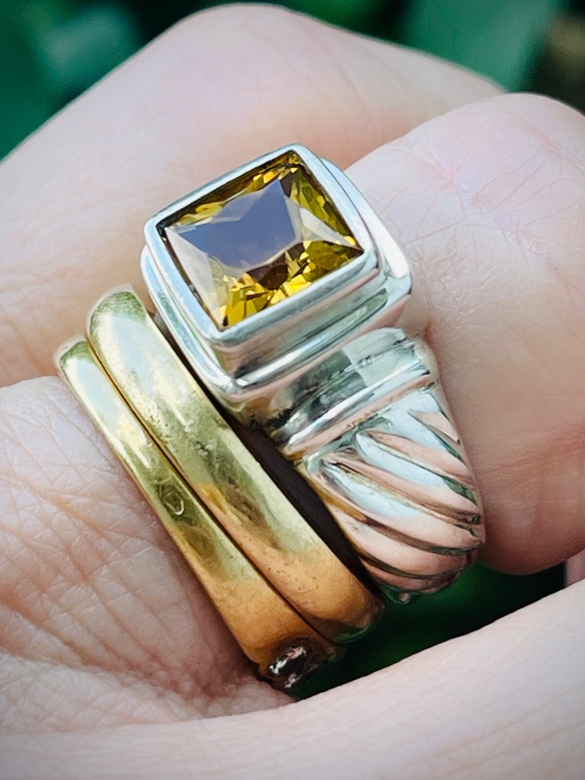 Heavy Solid Silver LARGE Citrine Hand Formed “Let… - image 4