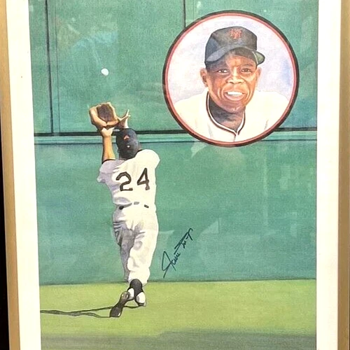 Willie Mays Signed Framed 18x24 The Greatest Catch Lithograph Beckett BAS /500 - Image 3 of 4