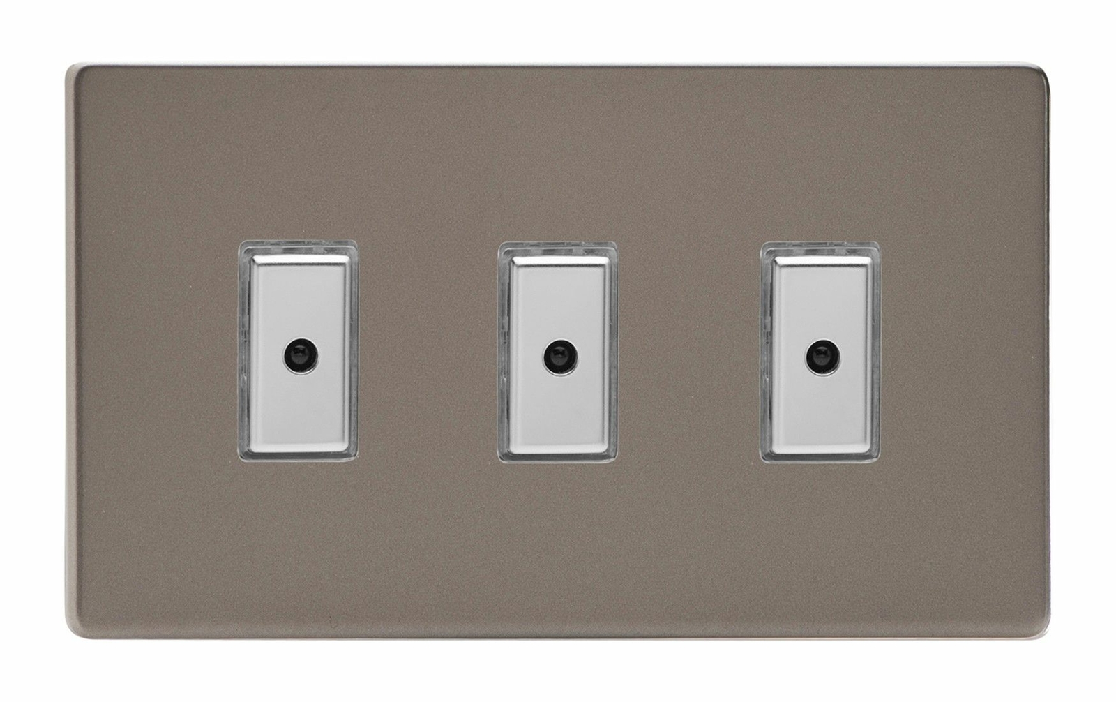 Varilight JDRE103S Screwless Pewter 3 Gang Remote/Touch Master LED Dimmer 0-100W