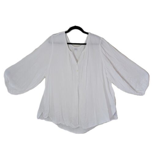 Old Navy Gauze Peasant Blouse Womens Size XXL Top Hippie Boho White 100% Cotton