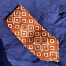 Vintage 70s Rustic Mod Orange Synthetic Neck Tie