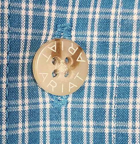 Ariat Shirt Mens 2XL XXL Blue Pro Series Plaid Cotton Short Sleeve Western Rodeo - Picture 7 of 10