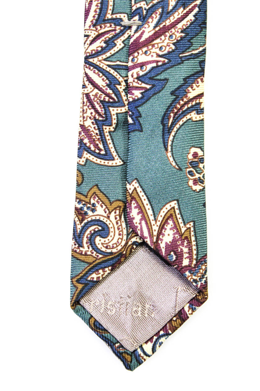 Christian Dior Mens Paisley Floral Silk Tie Teal Blue… Gem