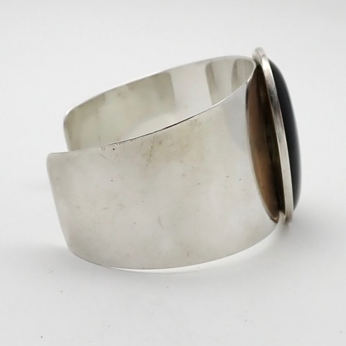 Jay King Desert Rose Sterling Silver Onyx Wide Cuff Bracelet Southwestern Large - Foto 4 di 7