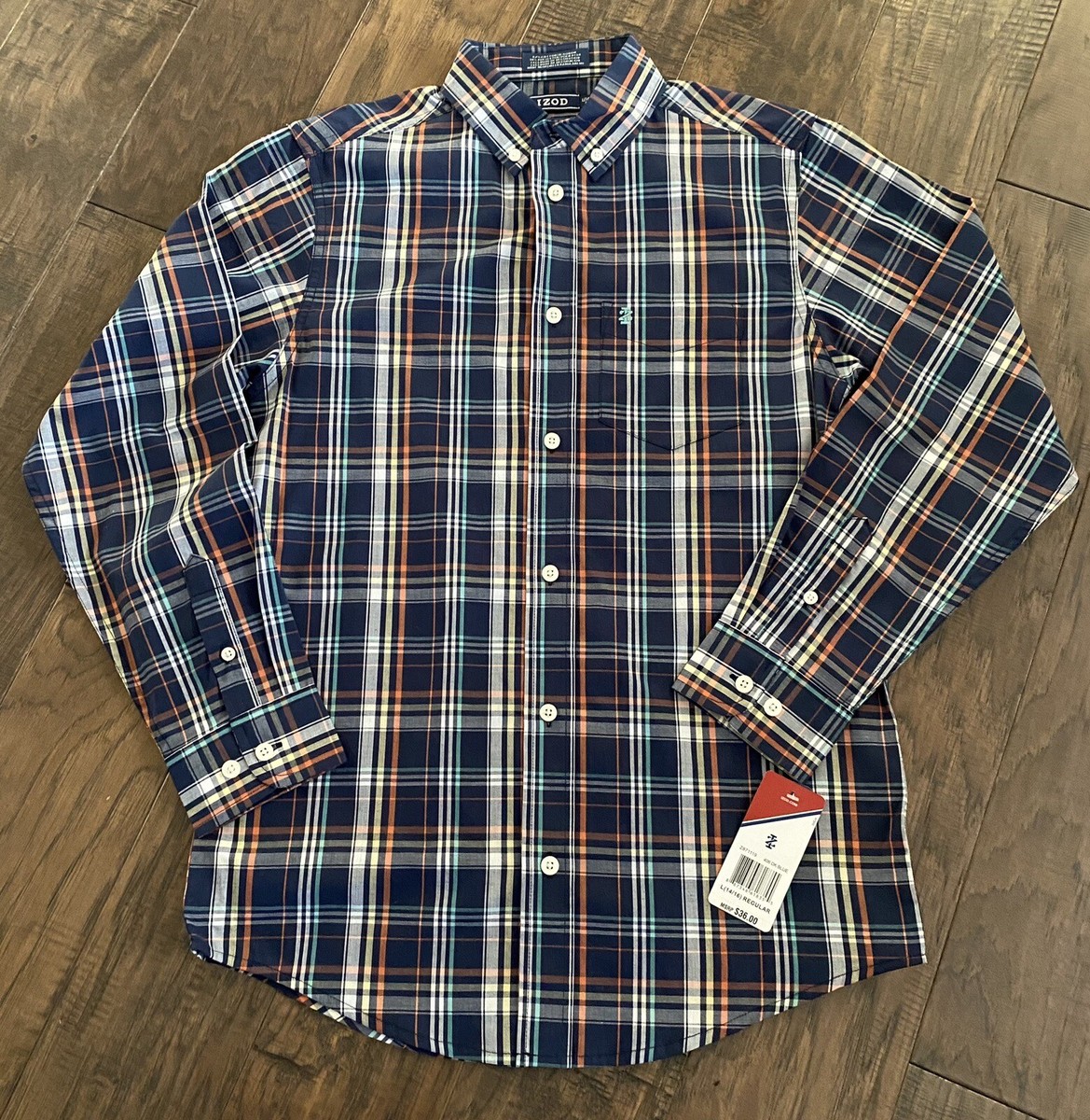 IZOD Shirt Boys Large 14-16 Button Up Dress Shirt Youth Plaid NEW | eBay