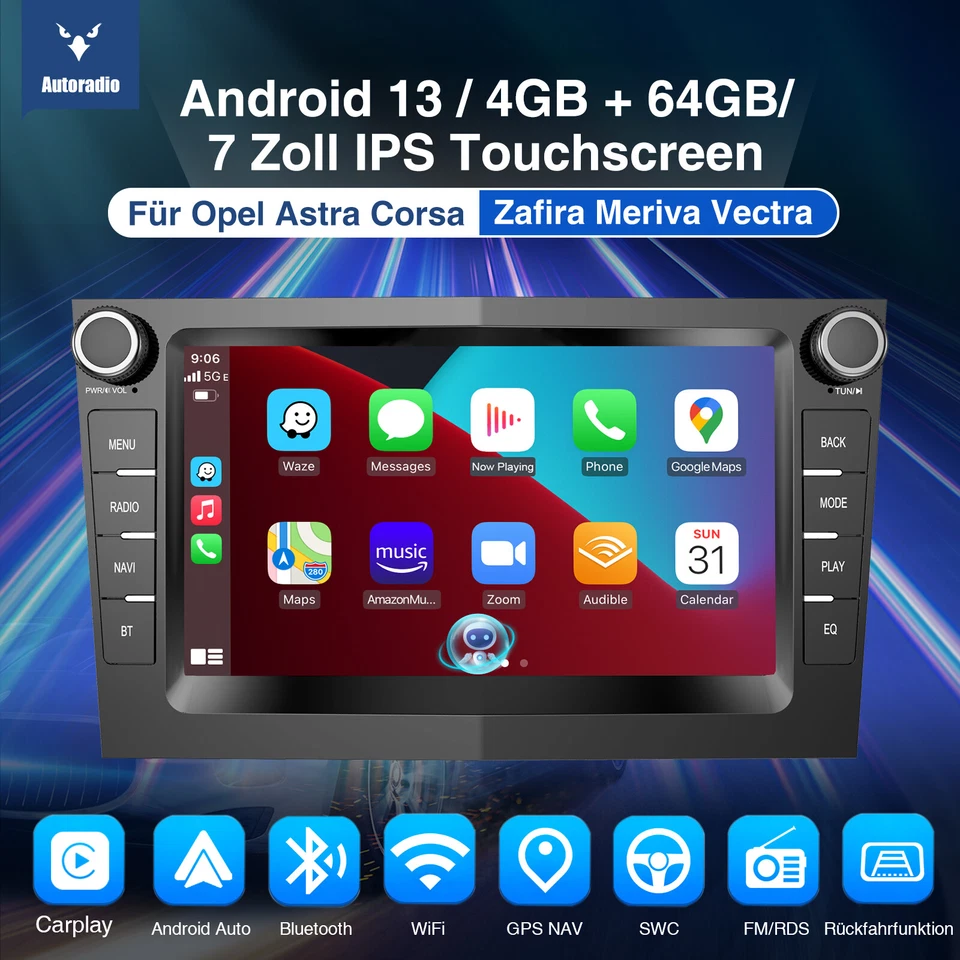 4+64G Android Autoradio GPS Navi Für Opel Zafira B Corsa D Astra H Vivaro Vectra - Bild 2 von 4