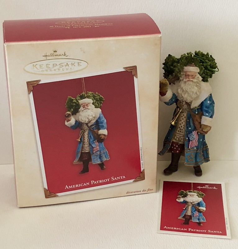 2003 Hallmark Christmas Tree Ornament American Patriot Santa Keepsake New In Box