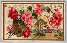 Postcard: Birthday, Embossed, Gilt, L. R. Conwell, Series 670, Posted 1914