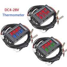 DC 4V-28V Dual LED Display Digital Thermometer Temperature Sensor NTC Multicolor