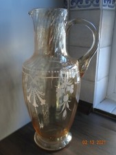 Szlachetna stara secesyjna karafka uchwyt dzbanek emaliowany ręcznie malowany mądry kwiatowy wzór