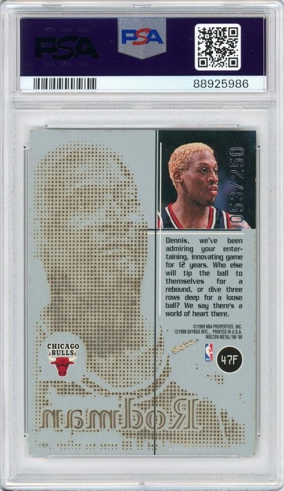1998-99 SkyBox Molten Metal Dennis Rodman Fusion #47F /250