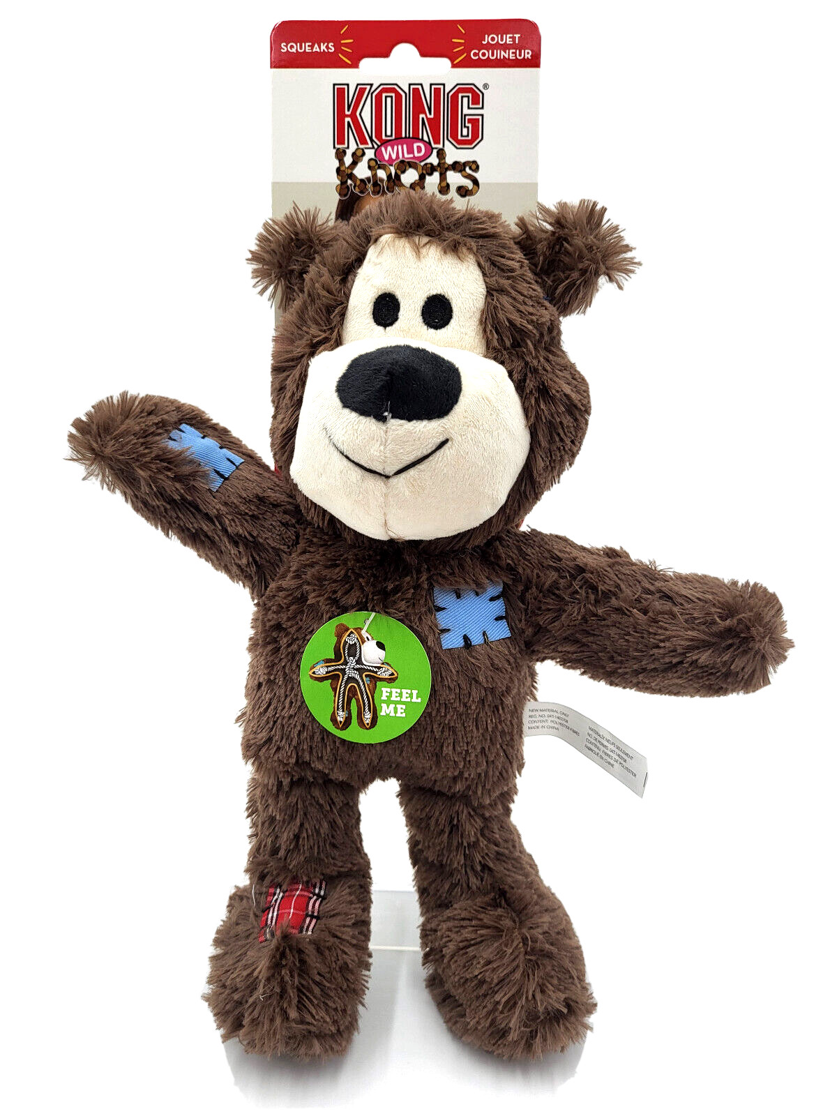 KONG Wild Knots Bear Medium/Large Dark Brown Squeaky Plush Dog Toy