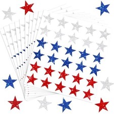 300Pcs Glitter Patriotic Sticker 4th of Julys Stickers Red, Blue Silver Star