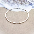 Bohemian Surfer Shell Necklace White Puka Shell Coconut Wood BeadsUnisex Choker
