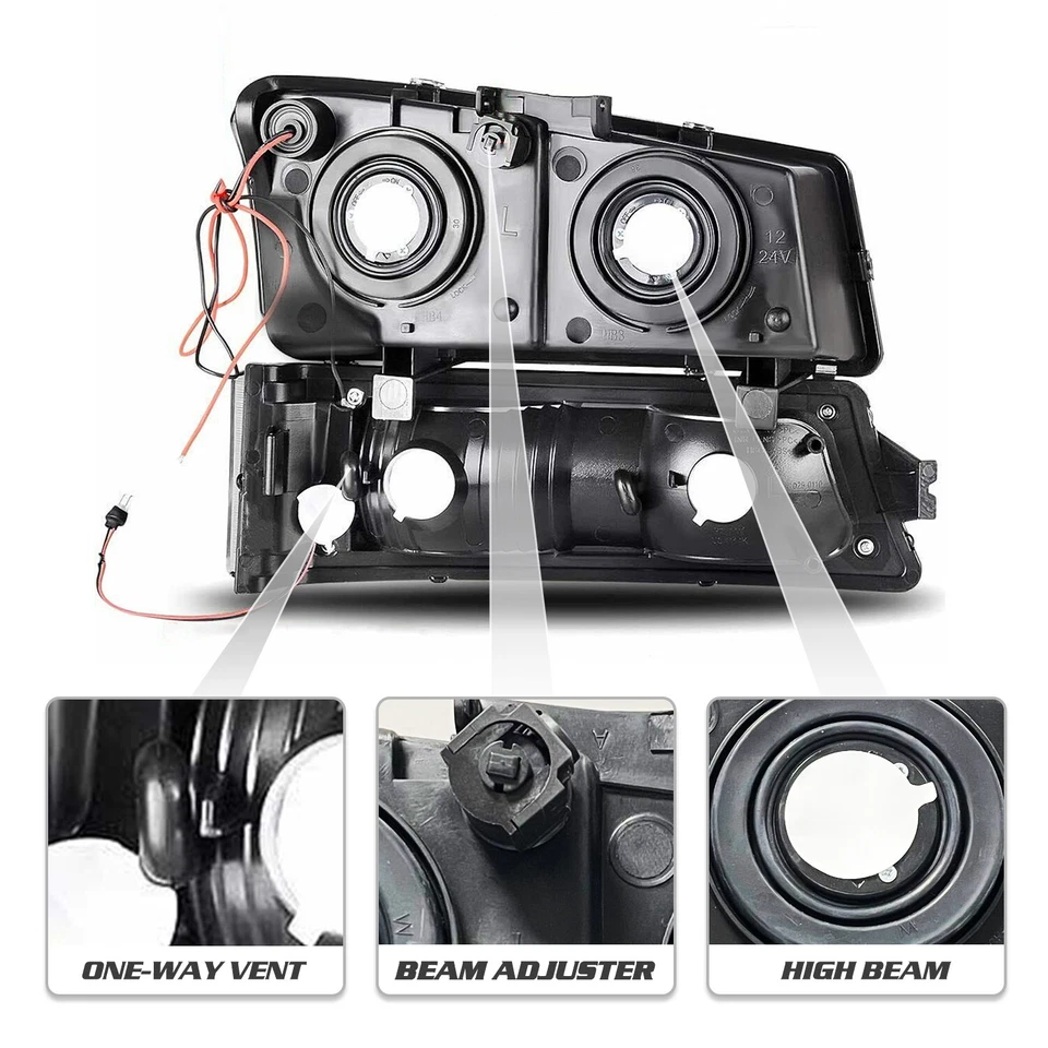 Faros cromados para Chevy Silverado Avalanche 2003-2006 lámpara de parachoques con LED DRL Foto 3 de 4