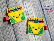 Crayon Box Felt Hair Clips - Set of Two - Hair Bows for Girls Toddlers Baby