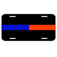 Reflective Ems Fire Police Half Red And Half Blue Line Metal License Plate Tag Reflective Ems Fire Police Half Red And Half Blue Line Metal License Plate Tag