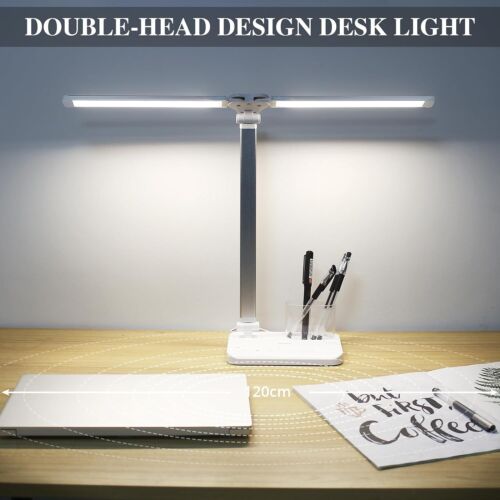 Lampade da Scrivania LED Doppio Braccio Oscillante, 5 Modalità di Luce x 10 Livelli di Luminosità Luce Scrivania - Foto 7 di 10