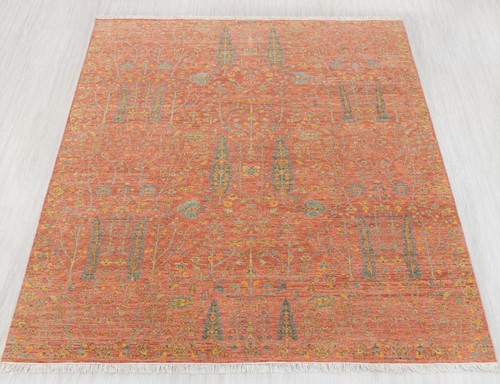 Rust Tree Cypress Style High Quality Soft Hand Spun Wool Hand Knotted Custom Rug - Picture 2 of 16